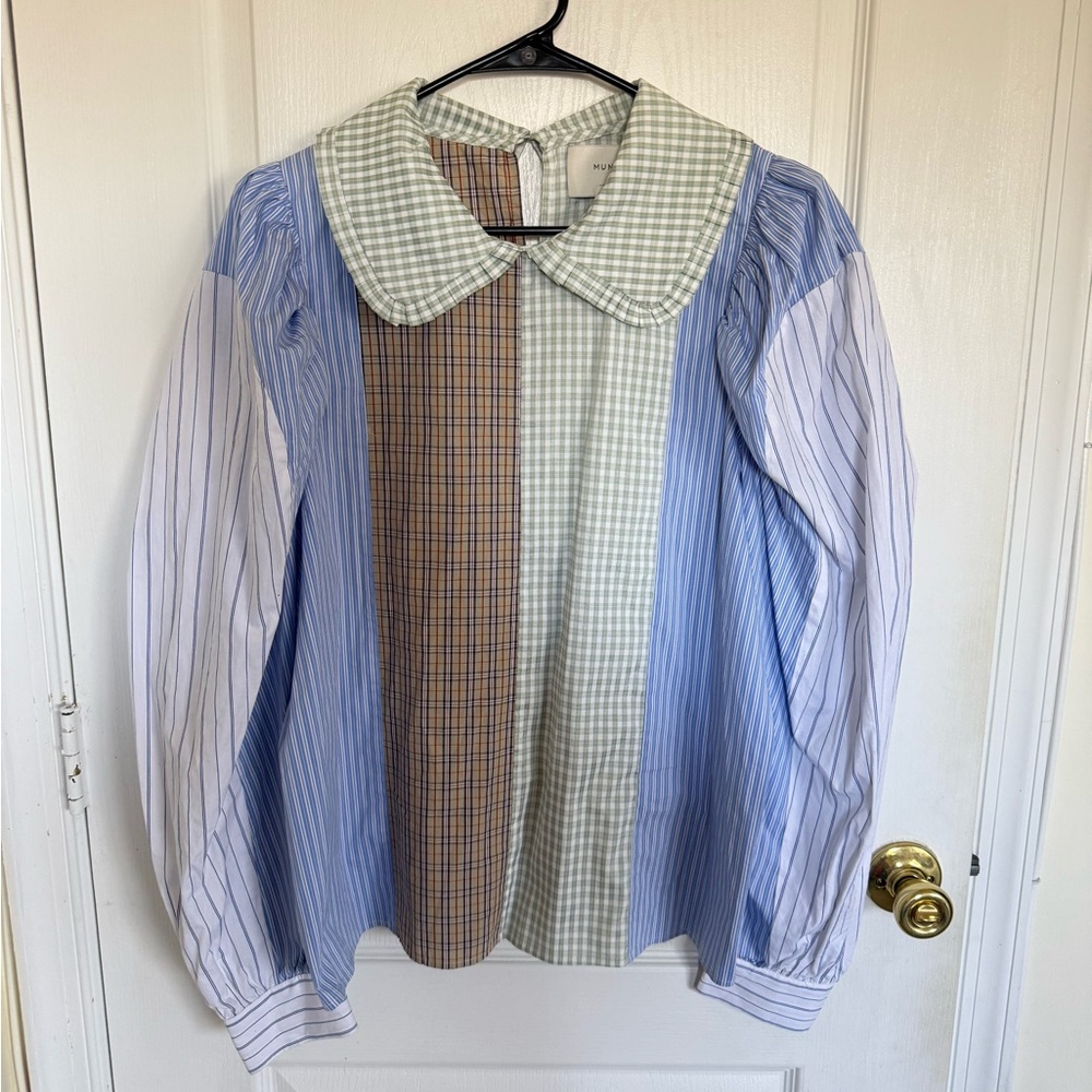 Munthe Robert Patchwork Striped Blouse - image 8